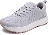 WHITIN Wide Toe Box Walking Shoes for Women Size 8.5 Lightweight Comfortable Cushioning Leisure Fashion Tennis Shoes Grey 39