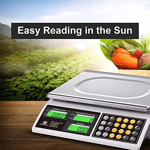 Bromech Price Computing Scale, 66Lb Digital Commercial Food Meat Produce Weighing Scale With Green Backlight Lcd For Farmers Market, Retail Outlets, Dry Battery Powered, Not For Trade #TOP4
