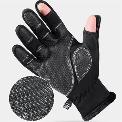Gants de pêche d'hiver coupe-vent anti-onglée avec velours isolant - 3