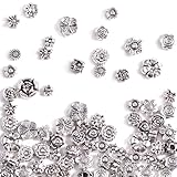 stino Silver Metal Spacer Beads for Jewelry Making, Heart Butterfly Flower Fish Beads for Bracelet Necklace Earrings,Jewelry Findings & Supplies, 50g (Flower (80pcs))