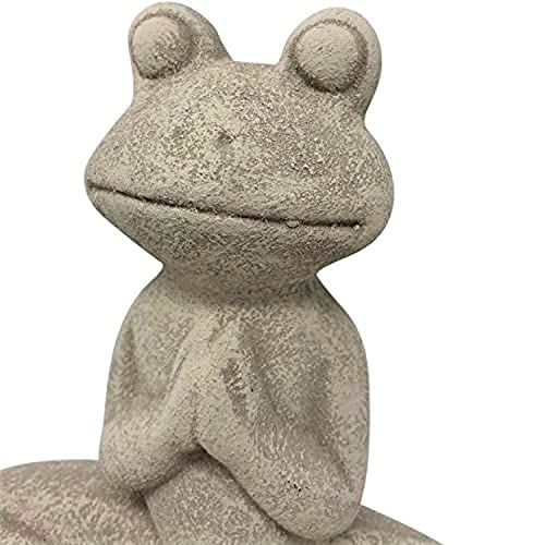 Elly Décor 9 Inch Ceramic Zen Meditating Frog Statue,Yoga Frog Sculpture Figurine, Indoors And Outdoors Lightweight Ceramic Statue, White #TOP4