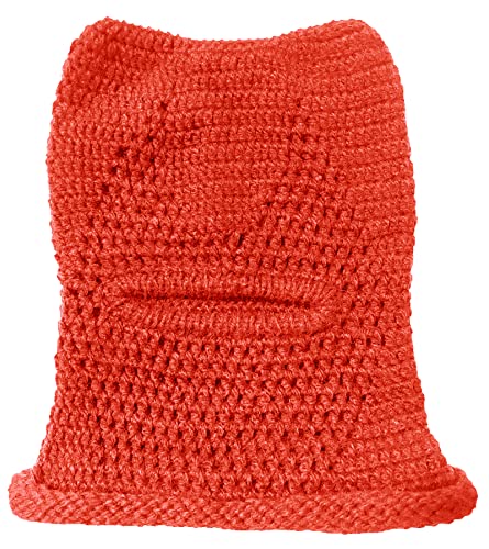 BIBITIME Unisex Funny Knitted Head Face Hat Hollow Eye Women Handmade Beanie Cap (Small 18.5 inches-20 inches, Orange)