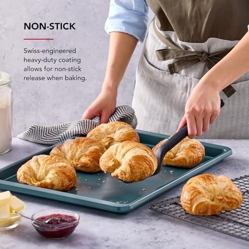 KitchenAid Nonstick Swiss Engineered Aluminized Steel Baking Sheet, Dishwasher Safe, Agave, 13x18 Inch