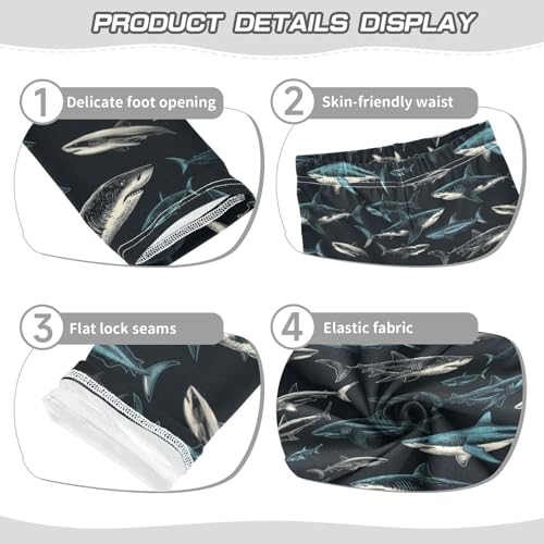 Girls Leggings Soft Toddler Ankle Length Bottoms Shark Kids Dance Yoga Pants 4-10 Years3
