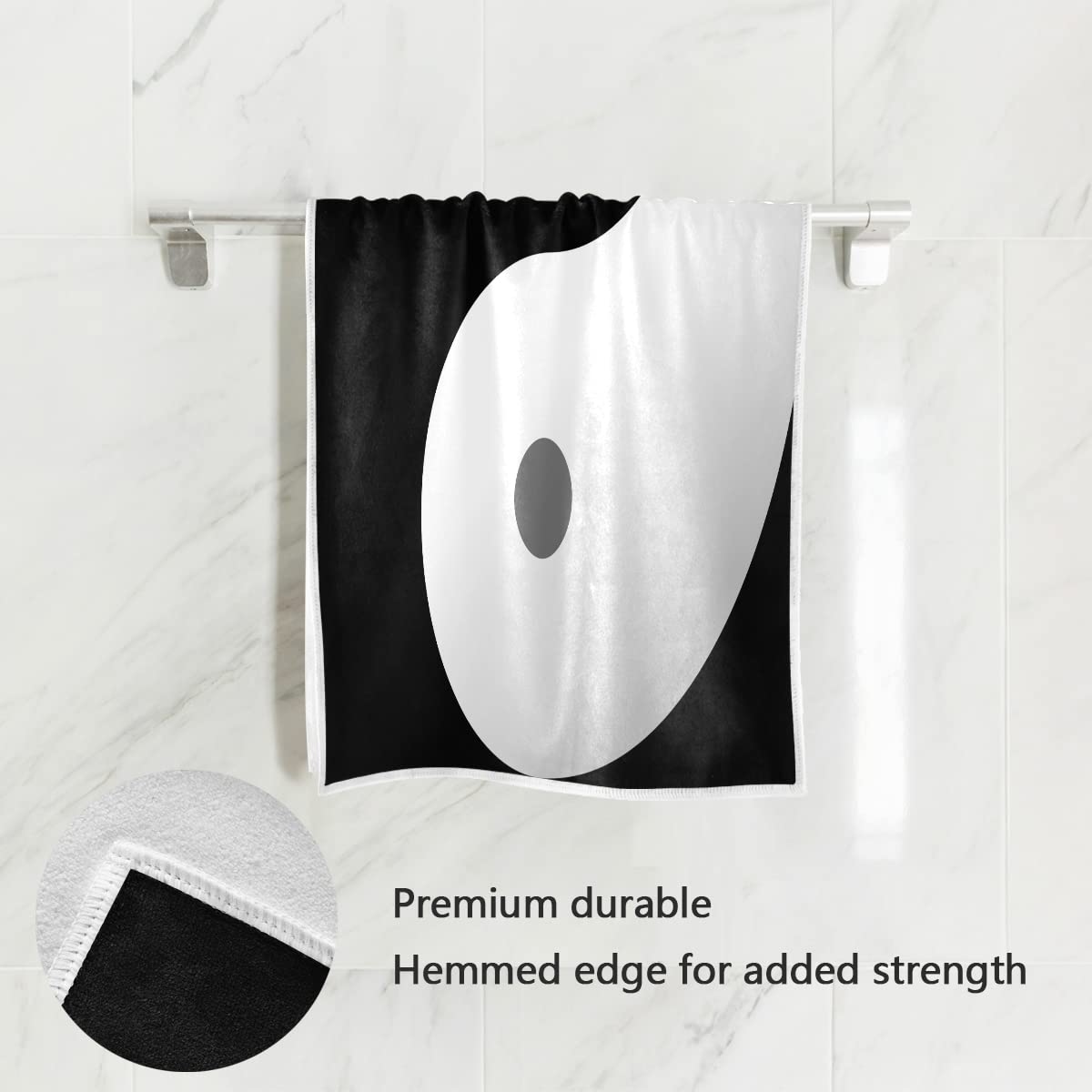 Yin Yang - Toalla de algodón para dedos (30 x 15 pulgadas, absorbente y suave, para baño en polvo, habitación y regalo de inauguración de la casa