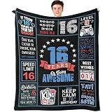 Dfaqehk 16th Birthday Gifts for Boy, Birthday Gifts for 16 Year Old Boy, 16th Bday Presents for Boys, Boys Age 16 Gift Throw Blanket 60 x 50 Inch, 16 Yr Old Gift Ideas, 16 Bday Decorations