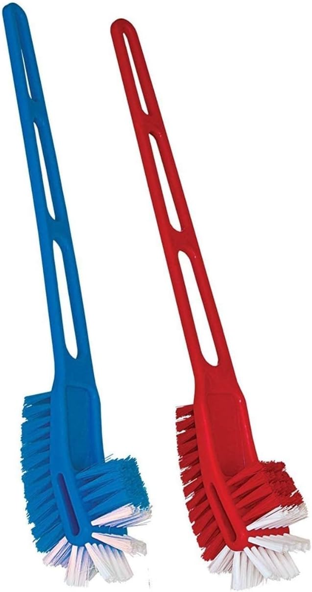 - Double Sided Flexible Toilet Brush | Double Hockey Design | for Western and Indian Toilet Cleaning | Multi Colour | Large Size | Pack of 2, Plastic
