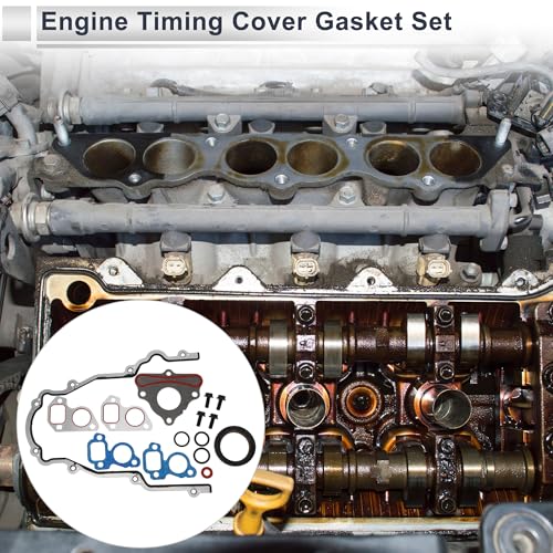 Image of Engine Timing Cover Gasket Set for Cadillac Escalade 2002-2014 Long-lasting Sealing Chain Case Cover Gasket No.12633904 /12589016 Rubber,Metal 1 Set