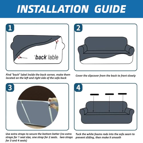 Xineage 2024 Newest Couch Covers For 3 Cushion Couch 1 Piece Sofa Slipcovers High Stretch Soft Couch Covers Washable Sofa Furniture Protector Anti-Slip Sofa Couch Covers Dogs  thumb #6