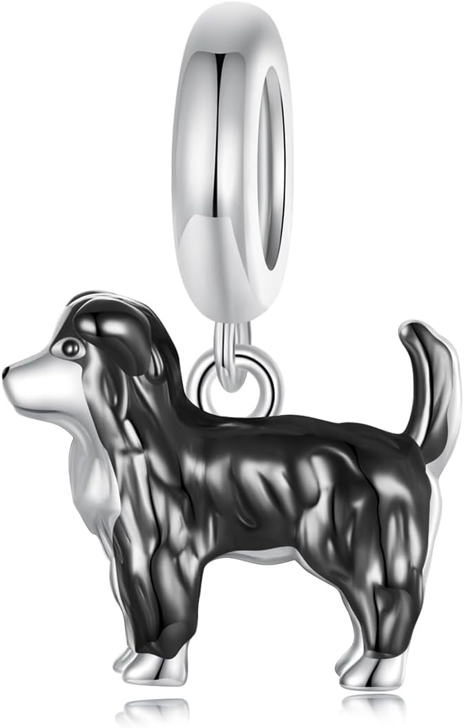 Border Collie Pendant Charm 925 Sterling Silver Charm Fits For Pandora Bracelet Necklace,SCC2836