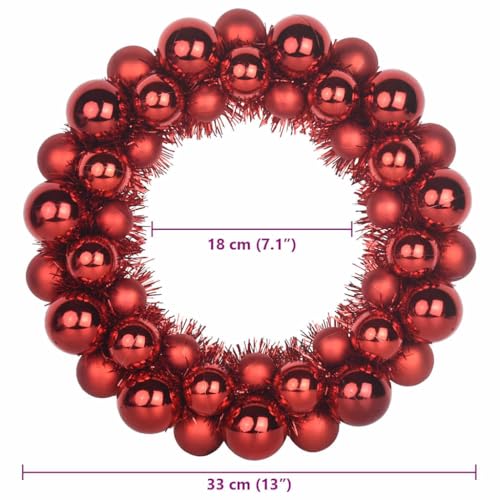 Couronnes de boules de Noël rouges intérieur extérieur 33cm suspendre lot de 2 - 8