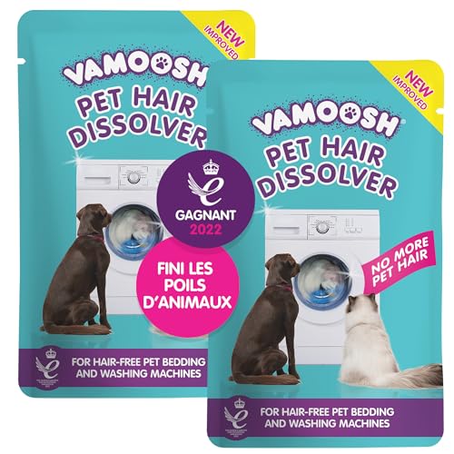 Vamoosh Pet Hair Dissolver- Pet Hair Remover for Washing Machines, 6x100g (2 Boxes), Removes Odor Dissolves Dog, Cat, Animal Fur, Cleans Pet Bedding in Washing Machine, Easy to Use, Up to 6 Washes