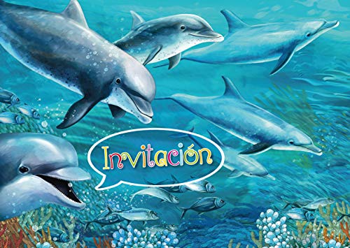 Edition Colibri 10 Invitaciones en español “DELFINES“: Juego de 10 invitaciones para el cumpleaños infantil/fiesta en la piscina/natación (10690 ES)