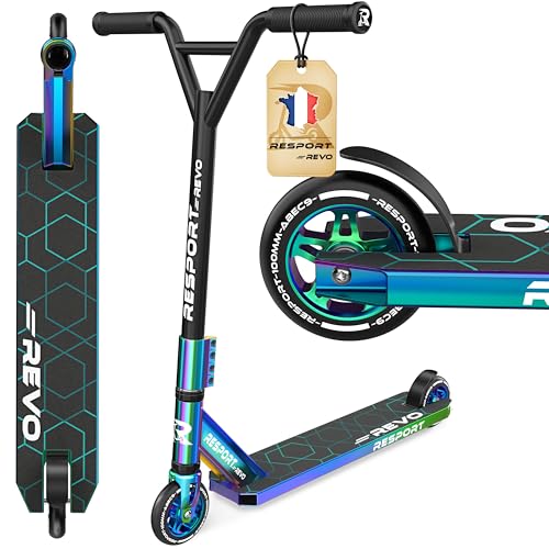RE:SPORT Trottinette Freestyle REVO avec Support | Stunt Scooter Professionnelle pour Enfants et Adultes | Trottinette Cascade Roues en polyuréthane et Barre en Y,...