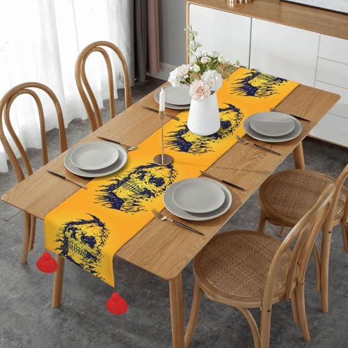 Chemin de table de Noël avec pompon 35x152 cm horreur cuisine extérieur table