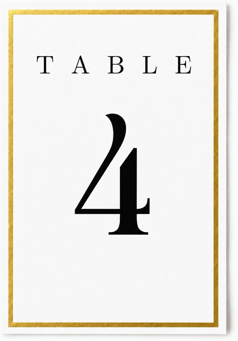 Wedding Table Numbers 1–20 with 4 Bonus Cards – Self-Standing 4x6 Black and Gold Table Cards – Premium Art Paper by Igna Studio