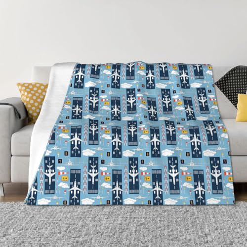 Sofadecke – Flugzeuge & Zeichen der Luftfahrt, weich, leicht, gemütlich, warm, Flanelldecke für Sofa & Bett, für alle Jahreszeiten