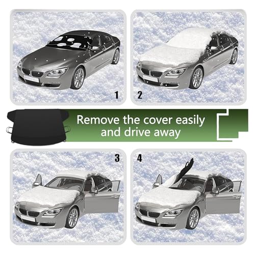 Image of 1 PC Car Windshield Cover, 70.9 inch / 180 cm x 47.2 inch / 120 cm Thickened Oxford Cloth Snow Cover, Anti-Freeze and Anti-Frost Car Protective Cover, Universal for Most Cars (Black)