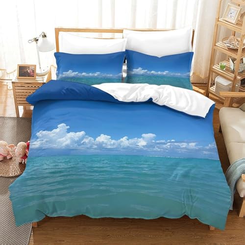 Housse de couette plage 3D en microfibre douce pour lit simple enfant - 3