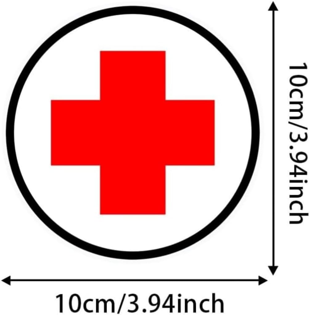 Lot de 2 autocollants croix rouge en vinyle 10 x 10 cm Symbole médical autocollant pour voiture, fenêtre, kit de premiers secours, décor de signe d'urgence | # S50404 - 3
