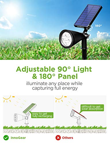 InnoGear Solar Lights Outdoor, Upgraded Waterproof Solar Powered Landscape Spotlights 2-in-1 Wall Light Decorative Lighting Auto On/Off for Pathway Garden Patio Yard Driveway Pool, Pack of 4 (Warm)