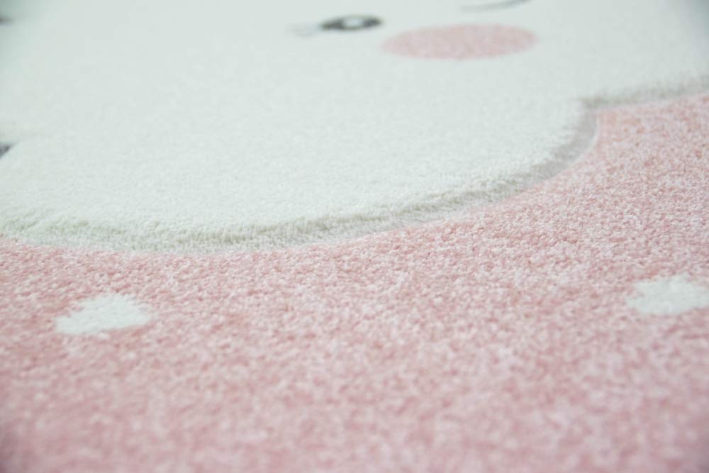 Merinos Tappeto per Asilo Tappeto per Gioco Nuvole in Rosa Größe 120 cm Rund