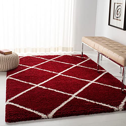 Image of Handwoven Microfibre 3D Rug for Living Room (Red & Ivory, 5 X 7 Feet, Microfibre)