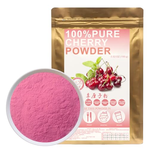 100% Pure Cherry Powder 100g/3.52oz polvo de jugo de cereza congelado natural | polvo de cereza para batidos, batidos, tostados y bebidas | sin conservantes