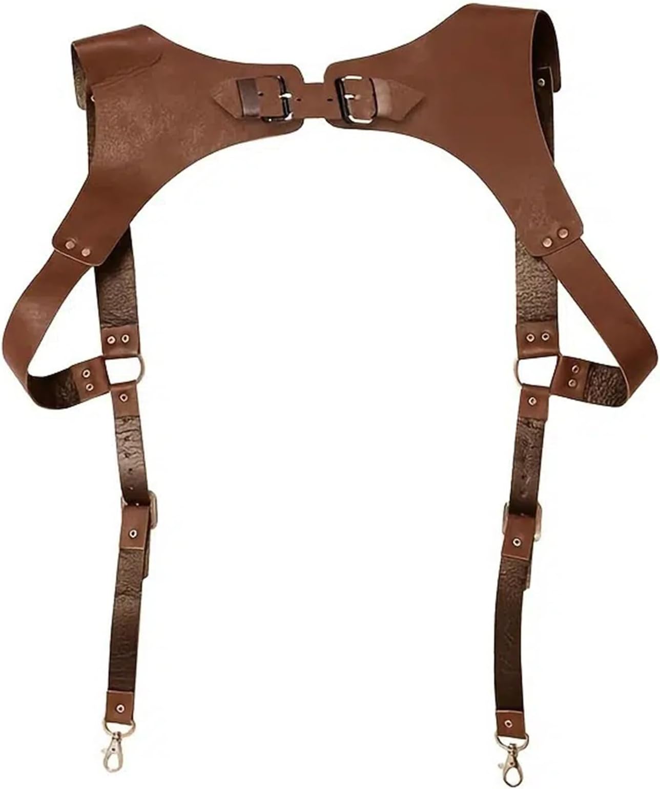 Steampunk Renaissance Leather Suspenders for Men H Designs Vintage Men's Back Support Harness Metal Hooks Adjustable