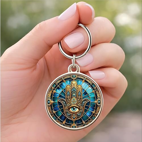 Image of MG | Protective Evil Eye /Spiritual Symbols /Om /Motivational Keychains | Double-Sided Metal Key Ring | Good Luck and devine Charm for Car, Bike, Home & Office