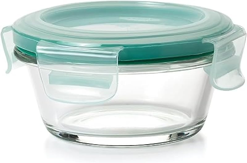 Good Grips Contenedor de almacenamiento de alimentos redondo de vidrio hermético con sello inteligente de 1 taza
