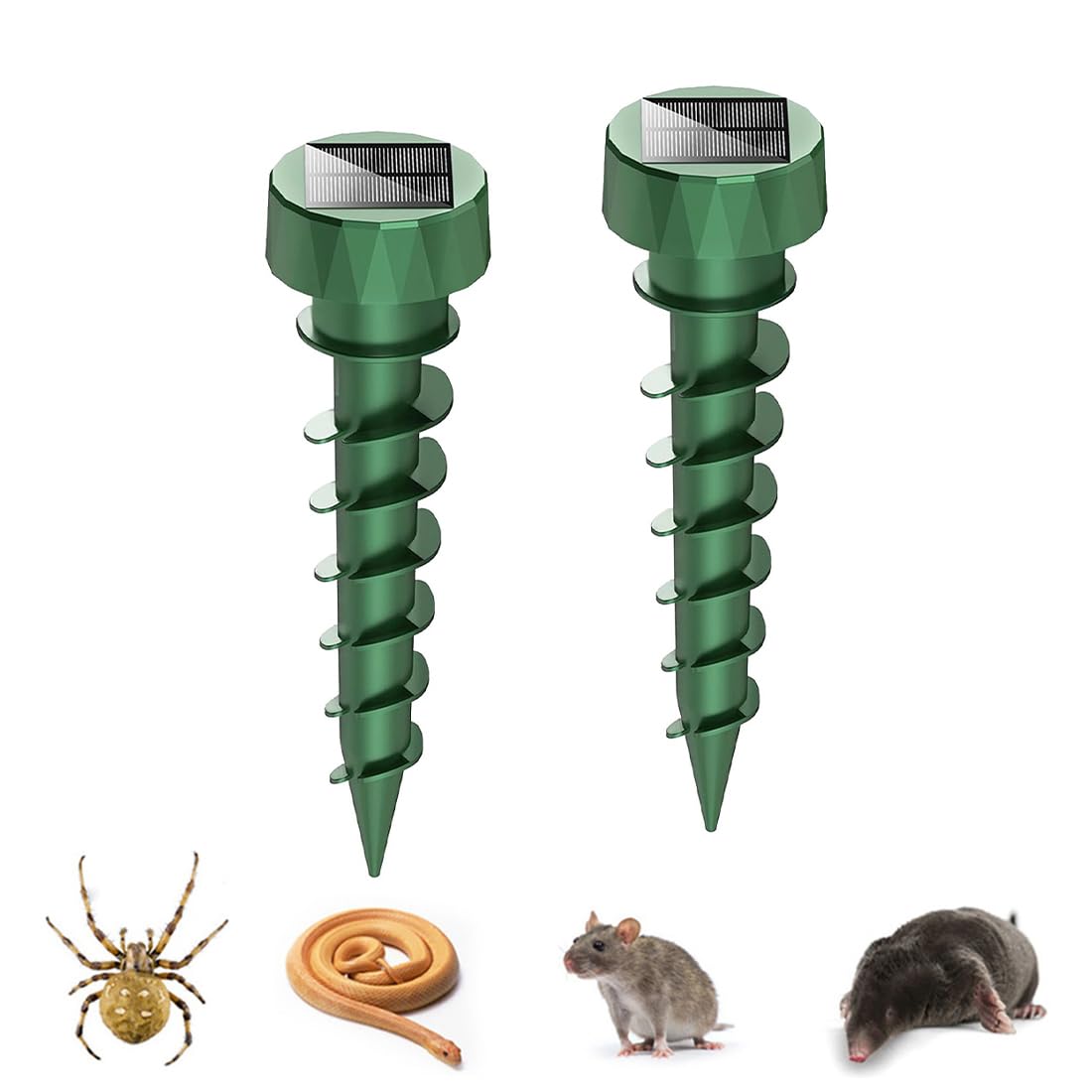 Maulwurfschreck Solar, 2 Stück – Innovatives Spiral-Design, Intelligente Frequenzumwandlung, Tiervertreiber gegen Maulwürfe, Wühlmäuse & Schädlinge im Garten