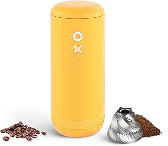 Burr Coffee Grinder – Electric, Portable, Small, Quiet Conical Burr Coffee Bean Mill, 20 Adjustable Settings for Espresso, Pour-Over, French, Press Moka for Home Travel Use (Sunshine Yellow)