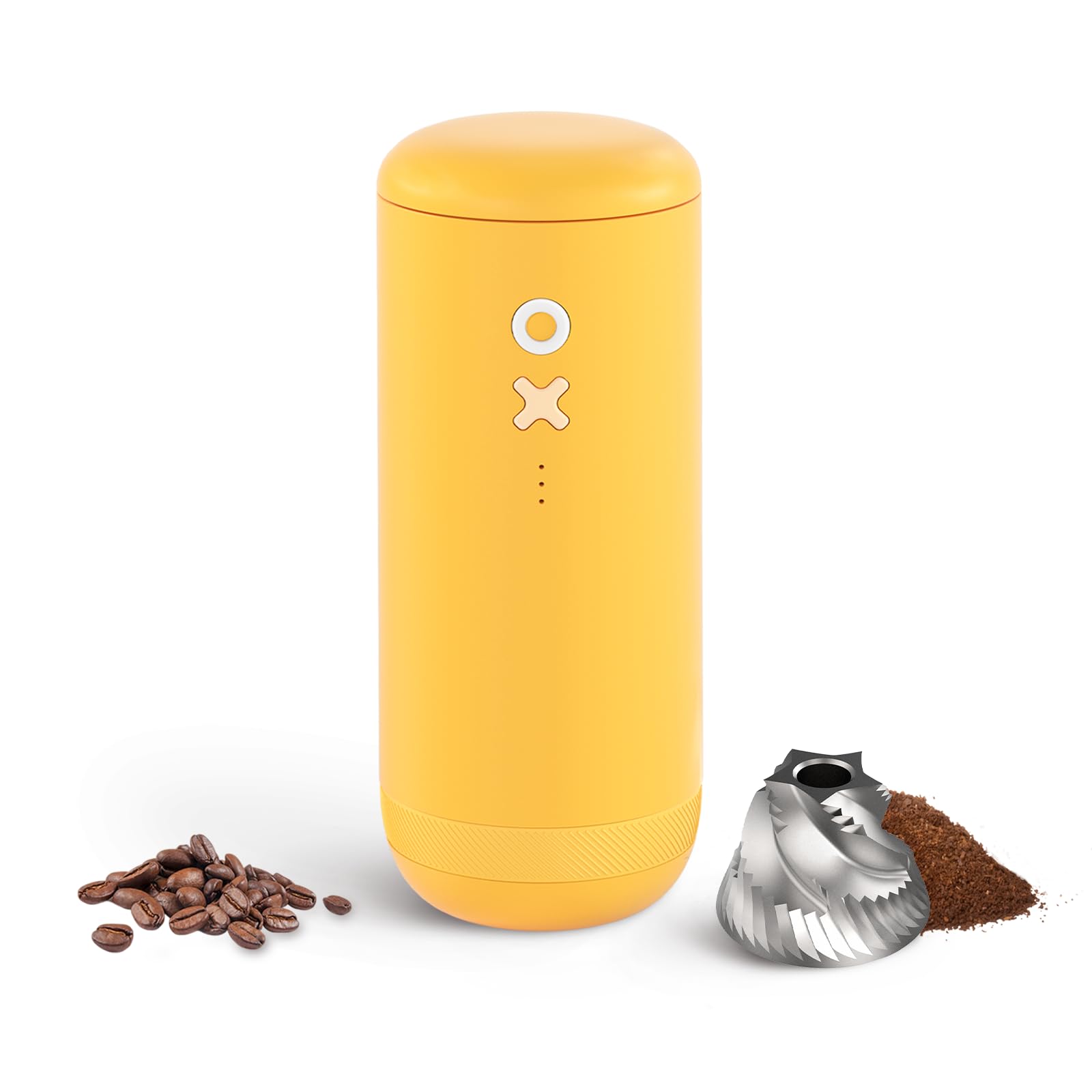 Burr Coffee Grinder – Electric, Portable, Small, Quiet Conical Burr Coffee Bean Mill, 20 Adjustable Settings for Espresso, Pour-Over, French, Press Moka for Home Travel Use (Sunshine Yellow)