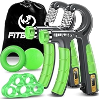 FitBeast Hand Grip para Antebrazo Ejercitar – Paquete de 5 Piezas, Fortalecedor de Agarre de Manos Ajustables, Ejercitador de Manos, Para Estirar Los Dedos, Anillo para Entrenar y Pelota Anti Estrés