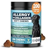 Dog Allergy Chews is Collagen Omega 3 Human Anti Itch Relief for Dogs Multivitamin Itching Skin Relief and Aller Immune Pet Allergy Chews Coat Licking Supplement Pills Meds Treats 200 Bites for Dogs
