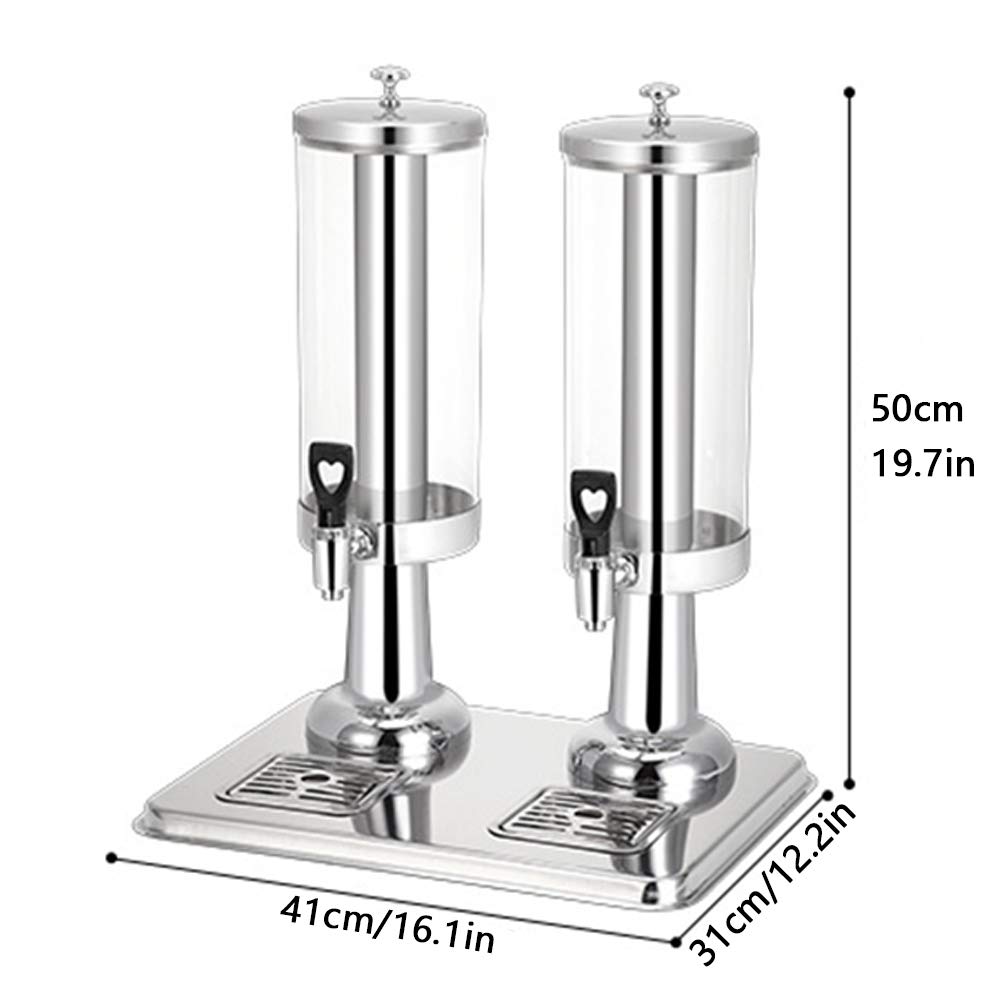 Recipiente térmico de acero inoxidable, Dispensador comercial de bebidas acero inoxidable con tanque doble contenedor 3Lx2, dispensador heladas bandeja goteo y grifo sin fugas