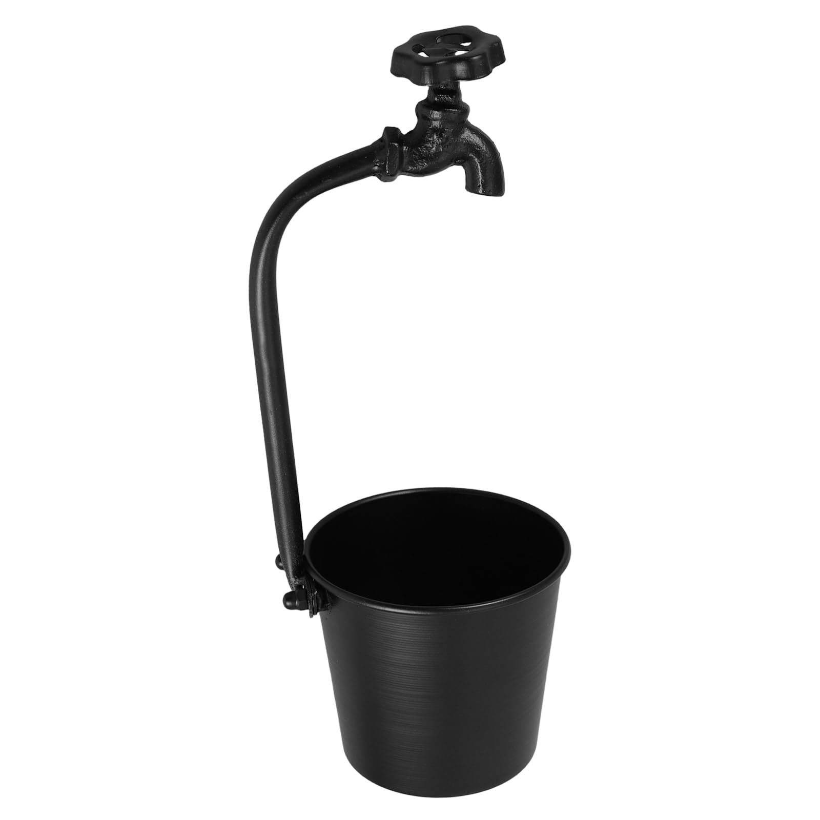 Jardinière Rétro en Fer Noir avec Robinet Métal pour Extérieur, Pot de Fleurs Rustique Multifonction Adapté la Décoration de Table et Jardin