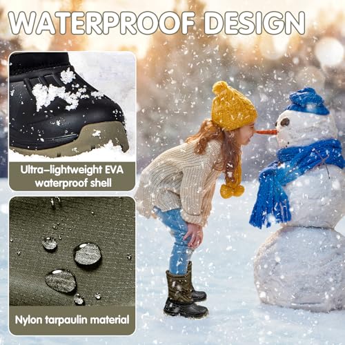 FREE SOLDIER Snow Boots for Kids Waterproof with Zipper Winter Warm Non Slip Cold Weather Outdoor Boys Girls Snow Boots3