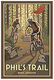 Phil's Trail Bend Oregon Two Mountain Bikers Giclee Art Print Poster from Travel...