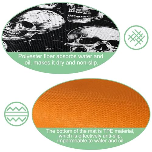 Alfombrillas de cocina VAPOKF calaveras brillantes con tejido absorbente lavable 6