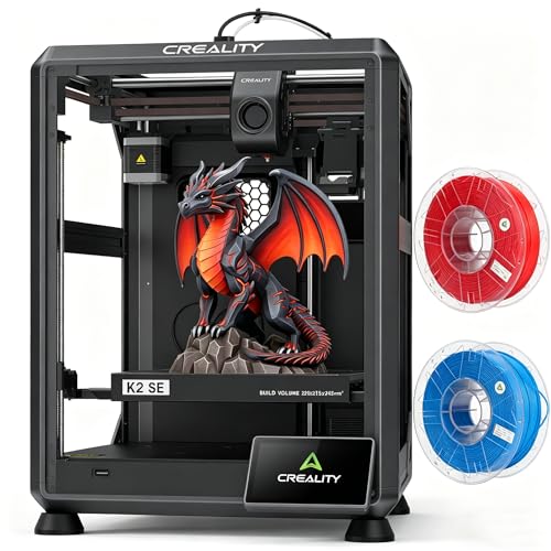 Creality K2 SE Imprimante 3D avec Filament PLA 2 kg (Couleur aléatoire), Prend en Charge l'impression Multicolore, nécessite CFS, Impression à Grande Vitesse 500 mm/s, nivellement Automatique Volume