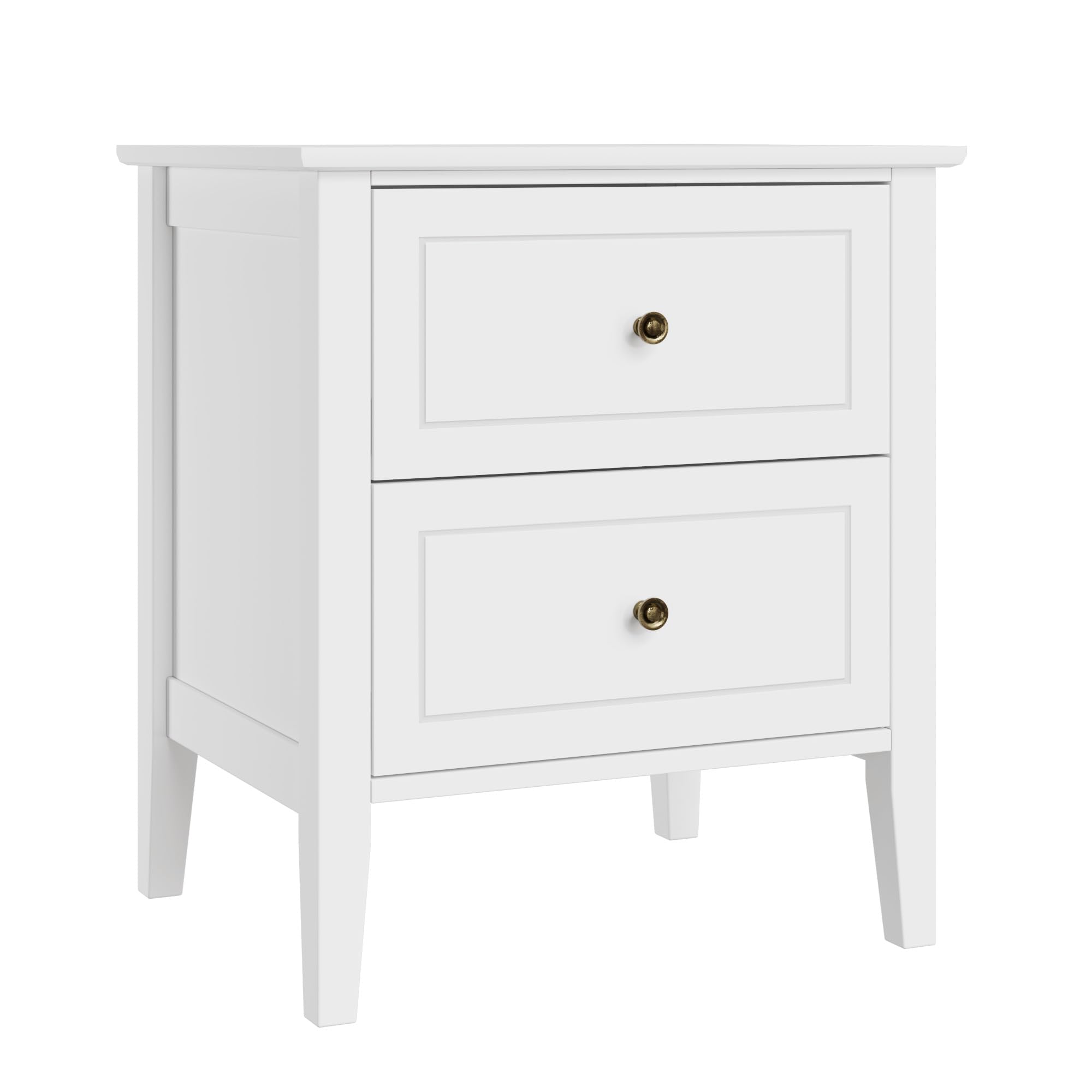 FOREHILL Mesita de Noche Blanca, Mesitas de Noche Dormitorio con 2 Cajones | Mesillas de Noche, Mesa Cabeceira, Moderno, Madera, para Mesitas Auxiliares y Mesitas de Café, 50x40x55,5cm