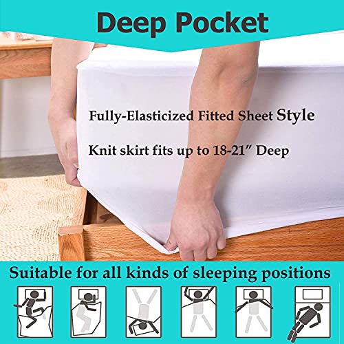 Cooling Mattress Protector Queen Mattress Protector, Waterproof Mattress Cover Bed Protector Queen Size Bed, Breathable Noiseless Bamboo Mattress Pad Cover, 8"-21" Deep Pocket For Pets Kids Adults #TOP4