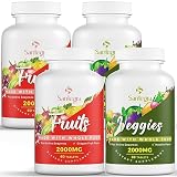 Santegra 2000 MG Fruit and Veggies Supplement, 35+ Fruits and Vegetables for Daily Variety, 100% Whole Food Superfoods, Natural Vitamins for Women & Men, Sugar-Free, Gluten-Free, Vegan, 240 Tablets