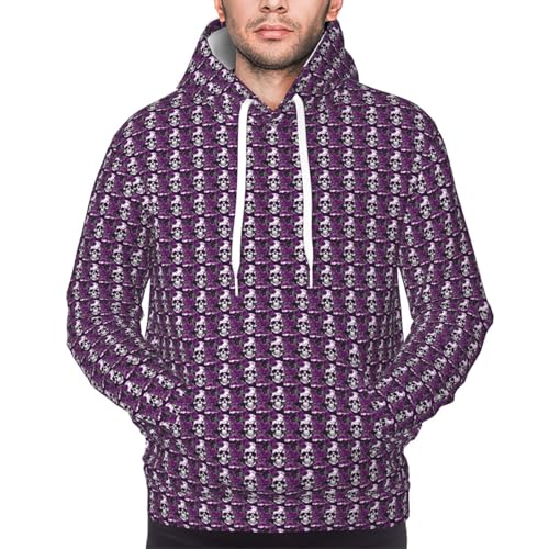 Sweat à capuche squelette violet unisexe chaud et confortable avec poche - 3
