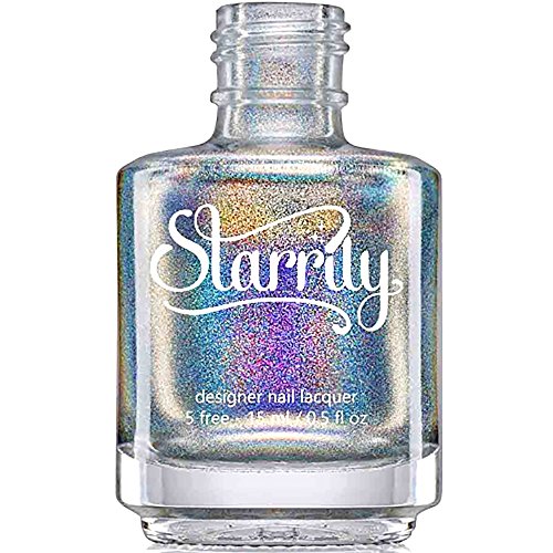 Silver Rainbow Magic Ultra Holographic Nail Polish Full Size Bottle by Starrily - Magic Rainbow