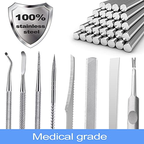 Ingrown Toenail Tool Removal Tool Kit, 10Pcs Surgical Stainless Steel Professional Ingrown Toenail File And Lifters Manicure Care Treatment For Nail Correction Under Sidewall Clean #TOP1
