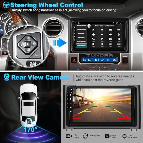 Upgrade 4G+64GB Car Radio for Toyota Tundra 2014-2019 with Wireless Carplay & Android Auto, Android 13 Tundra Stereo with Voice Control Bluetooth WiFi GPS SWC EQ FM RDS Mirror Link Backup Camera Mic by Focarado - Image 6