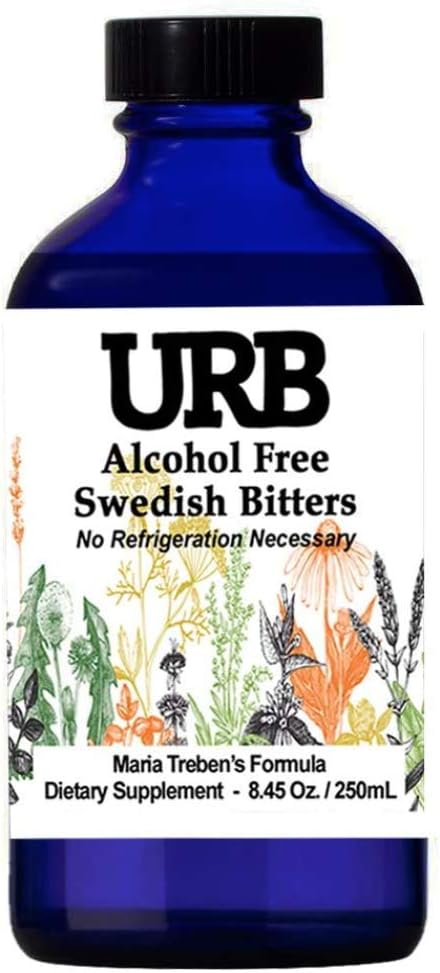 URB Swedish Bitters 8.45 oz (250 ml) Maria Treben's Formula Made with URB Water, Helps with Liver Cleanse, Constipation, and Great for children. Mild Bitter taste